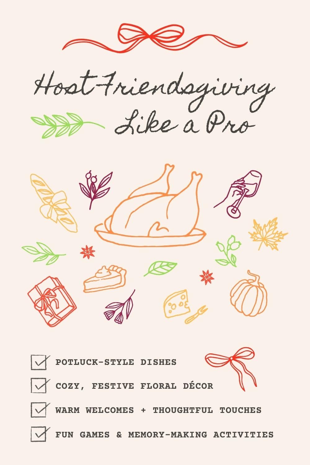 Host Friendsgiving Like a Pro: potluck-style dishes, cozy floral decor, warm welcomes, fun games & memory-making activities
