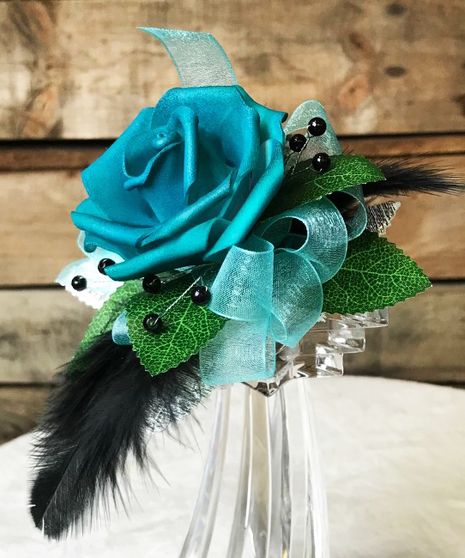 Aqua & Teal Wrist Corsages (Silk)