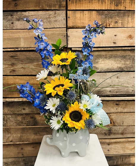 ELEPHANT HUGS FOR HIM ARRANGEMENT