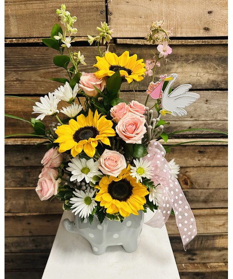 ELEPHANT HUGS FOR HER ARRANGEMENT