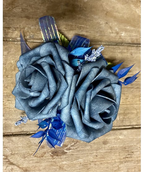 NAVY ROSE CORSAGE (SILK)