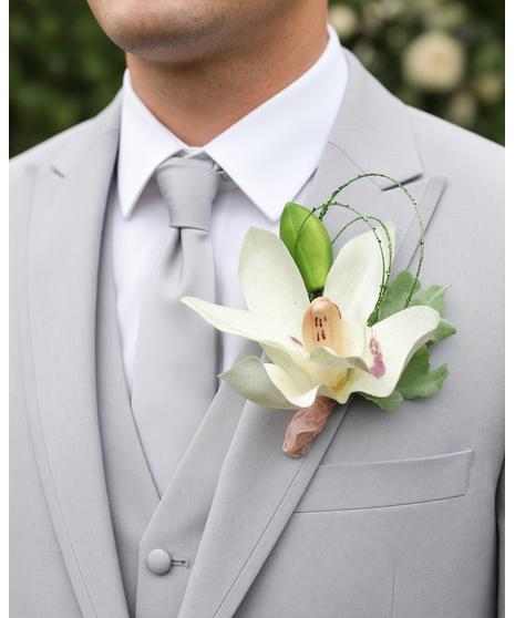White Orchid Boutonniere (Silk)