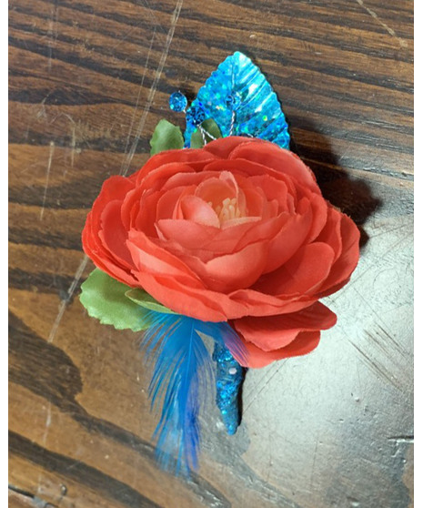 Coral Ranunculus Boutonniere (Silk)