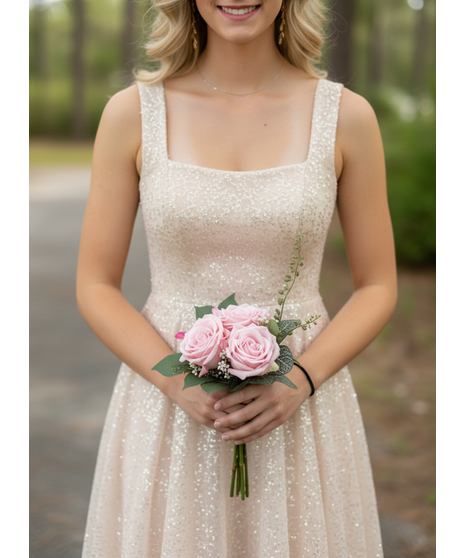 PRESERVED PINK ROSE HAND HELD BOUQUET