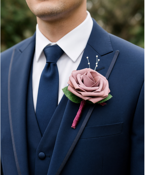 Mauve Rose Boutonniere (Silk)