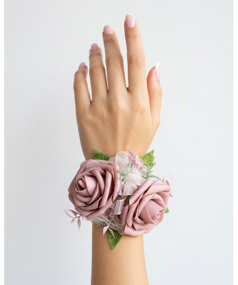 silk mauve rose corsage and boutonniere set