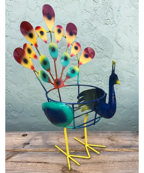 Metal Peacock Plant Holder