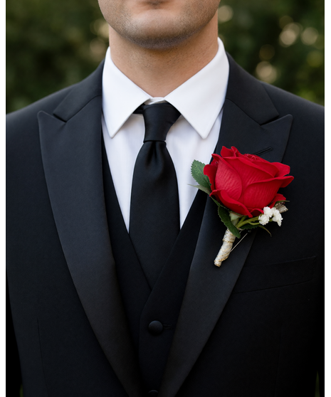 Red Rose Boutonniere (Silk)