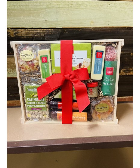 Deluxe Meat and Cheese Wooden Crate