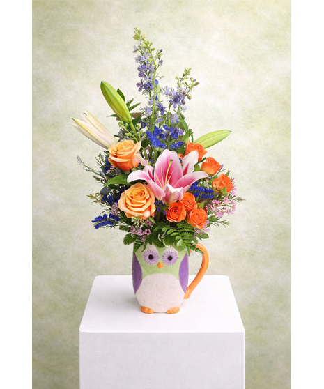 COLORFUL OWL FLORAL  BOUQUET