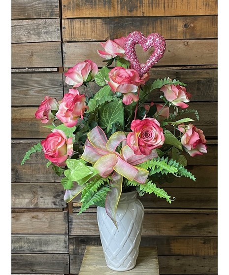 DOZEN PINK GARDEN ROSES (SILK)