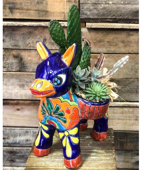 Talavera Donkey Planter Open Back
