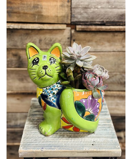 TALAVERA FRISKY CAT (PLANTER)