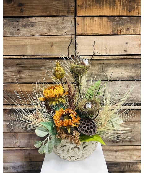 rustic sunflower arrangement