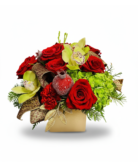 HOLIDAY GOLDEN CUBE ARRANGEMENT
