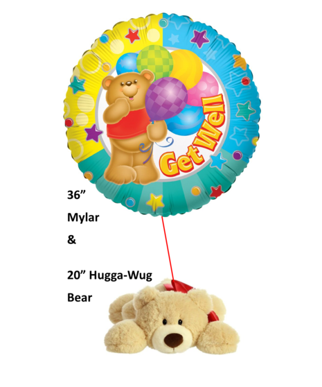 Get Well Soon Teddy Bear Mylar Ballooon