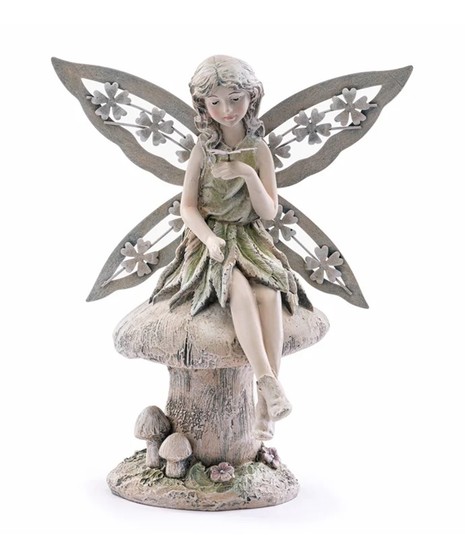 Fairy on Mushroom with Butterfly