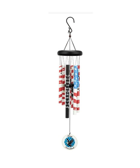 Always Remembered American Flag Windchime – Patriotic Metal Wind Chime (35