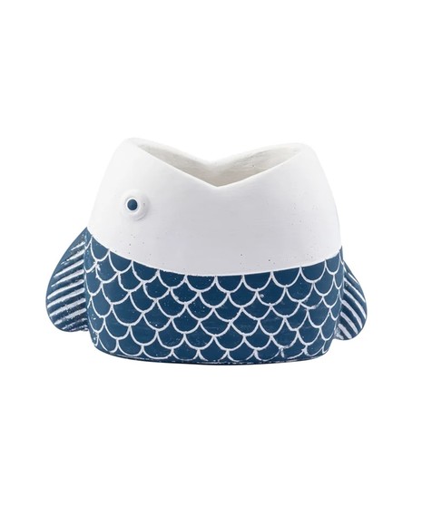 Blue White Fish Planter