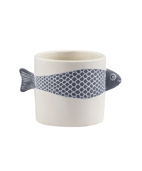 3-D Blue & White Fish Planter