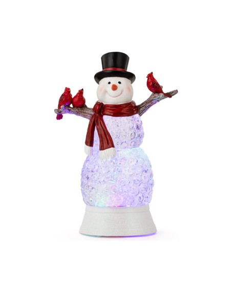 LED Cardinal Scarf Snowman Snowglobe
