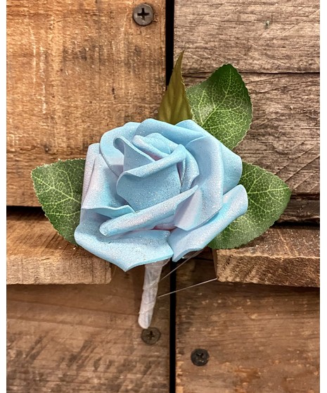 teal silk rose boutonniere