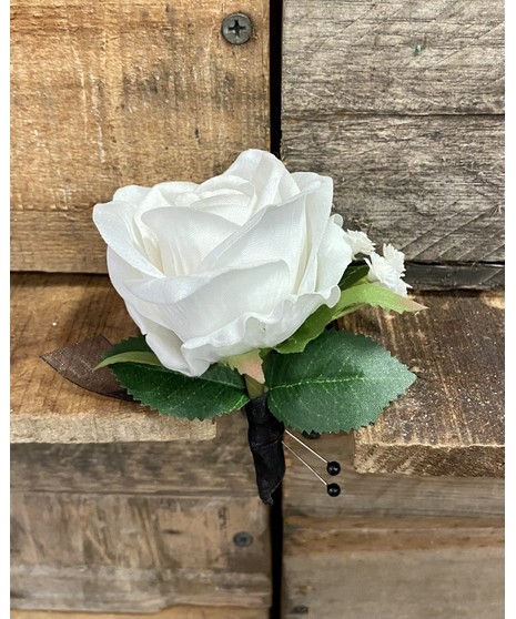 White Rose Boutonniere (Silk)