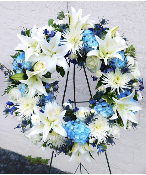 Blue and White Wreath