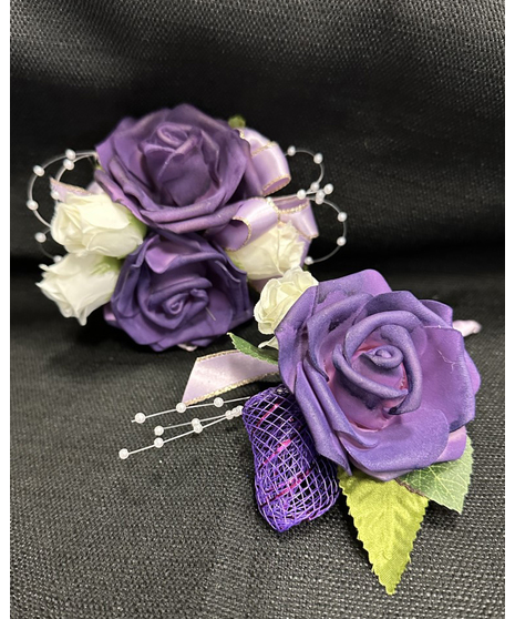 Purple Corsage & Boutonniere Set (Silk)