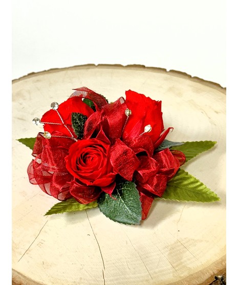 PRESERVED RED SPRAY ROSE CORSAGE