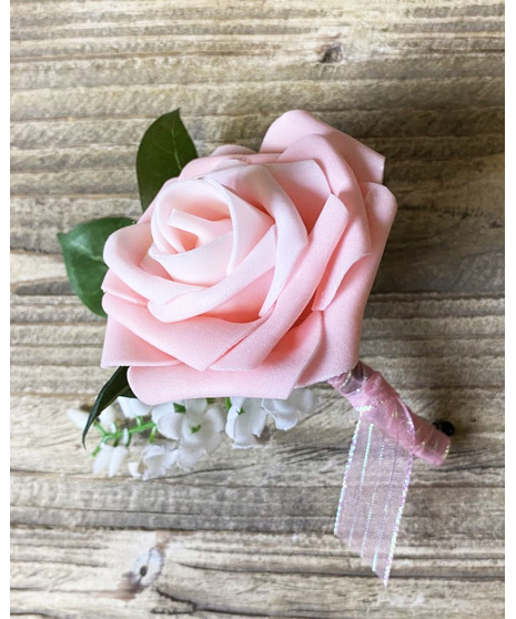 Light Pink Rose Boutonniere (Silk)
