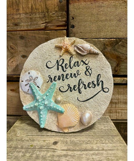 RELAX, RENEW, REFRESH ( BEADWORK GARDEN STONE)