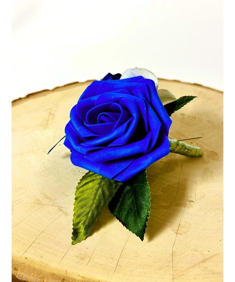 ROYAL BLUE ROSE BOUTONNIÈRE (SILK)