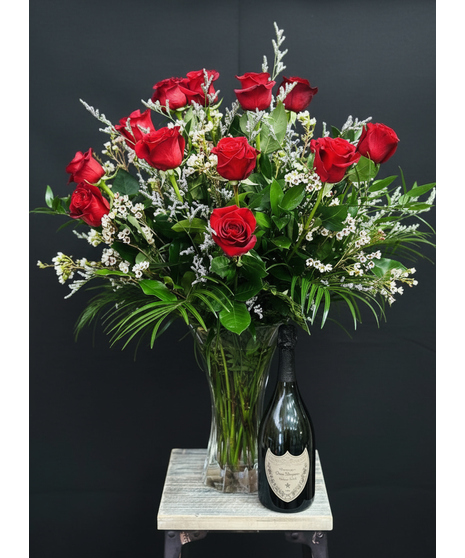 ROSES AND DOM PERIGNON (2 PCS)