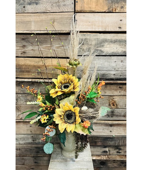 rustic sunflower arrangement