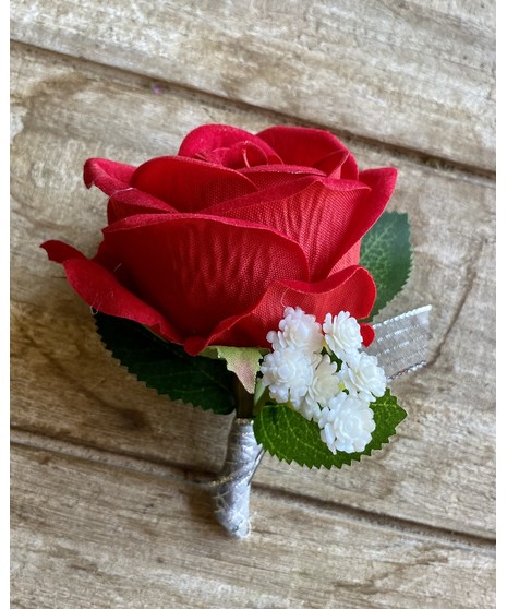 Red Rose Boutonniere (Silk)