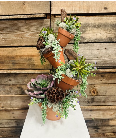 Stunning Stacked Succulents (Silk)
