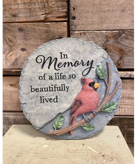 keepsake decorative garden stepping stone has a whimsical font and adorned decorative home graphic