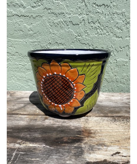 Talavera Sunflower Round Footed Pottery