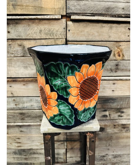 Talavera footed sunflower pot