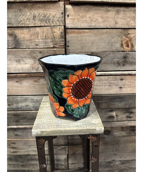 Talavera footed sunflower pot