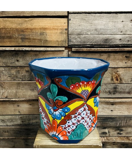 Talavera footed sunflower pot