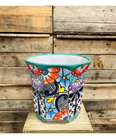 Talavera footed sunflower pot
