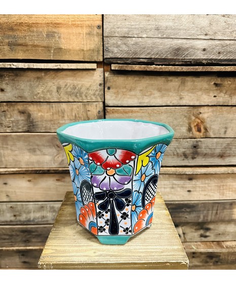 Talavera footed sunflower pot