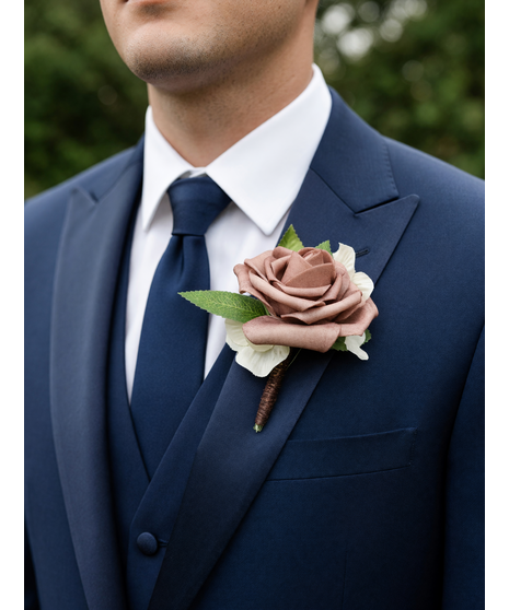 Taupe/Brown Rose Boutonniere (Silk)