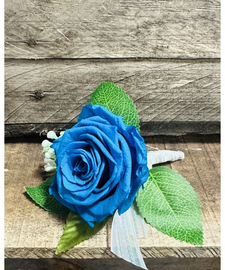 PRESERVED TEAL ROSE BOUTONNIÈRE