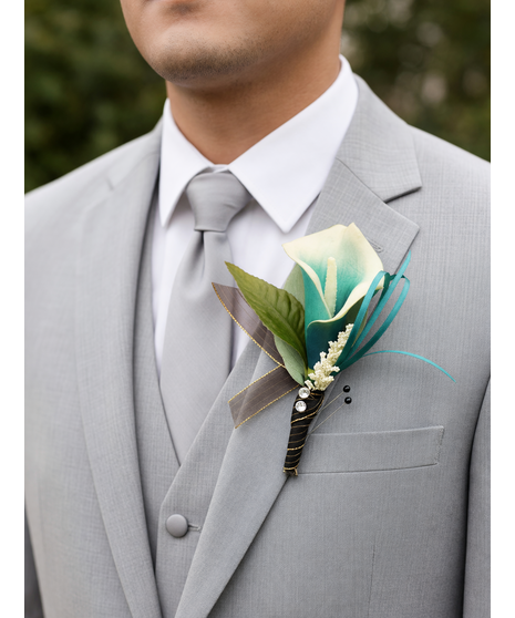 teal silk rose boutonniere