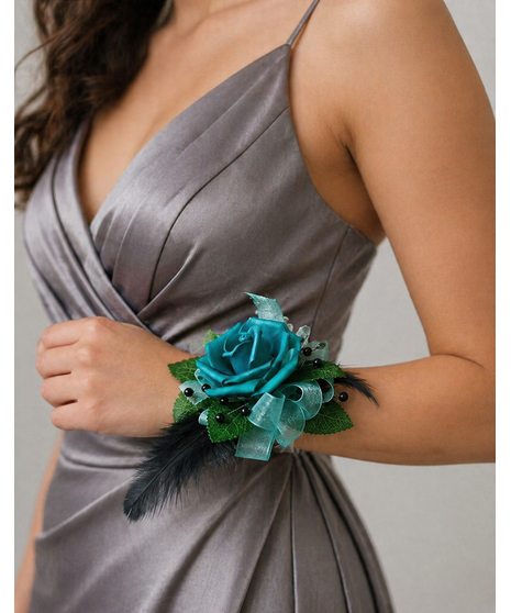 Aqua & Teal Wrist Corsages (Silk)