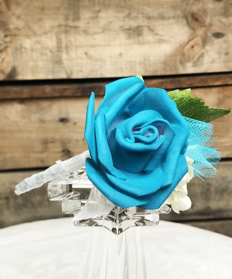 teal silk rose boutonniere