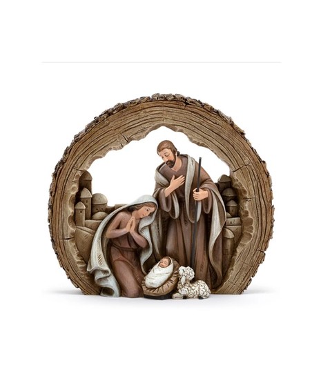 Tree Trunk Carved Nativity